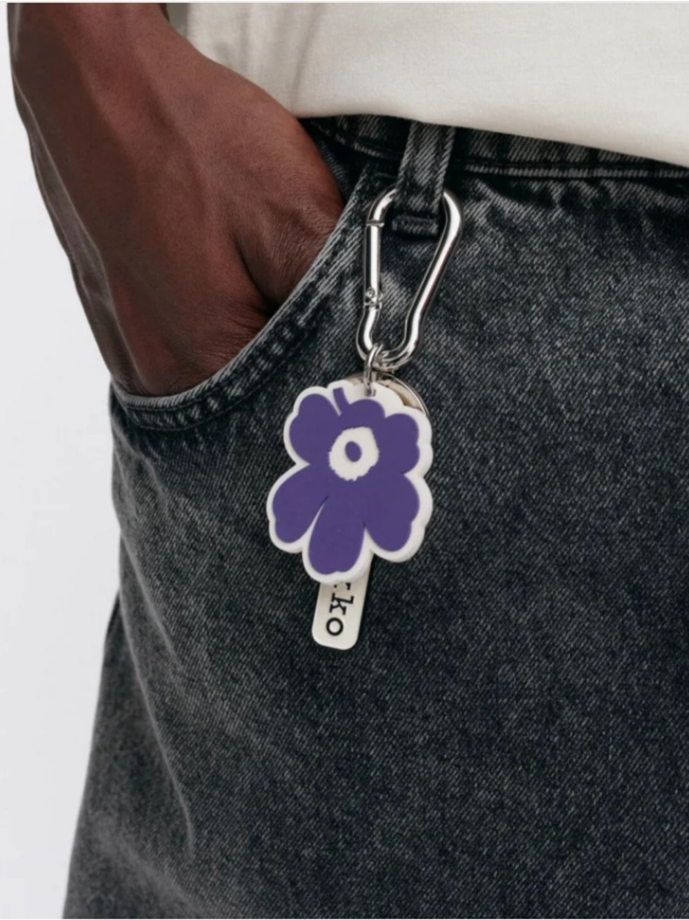 NWT Marimekko Aallokas Keychain Bag Charm - Purple/Off White